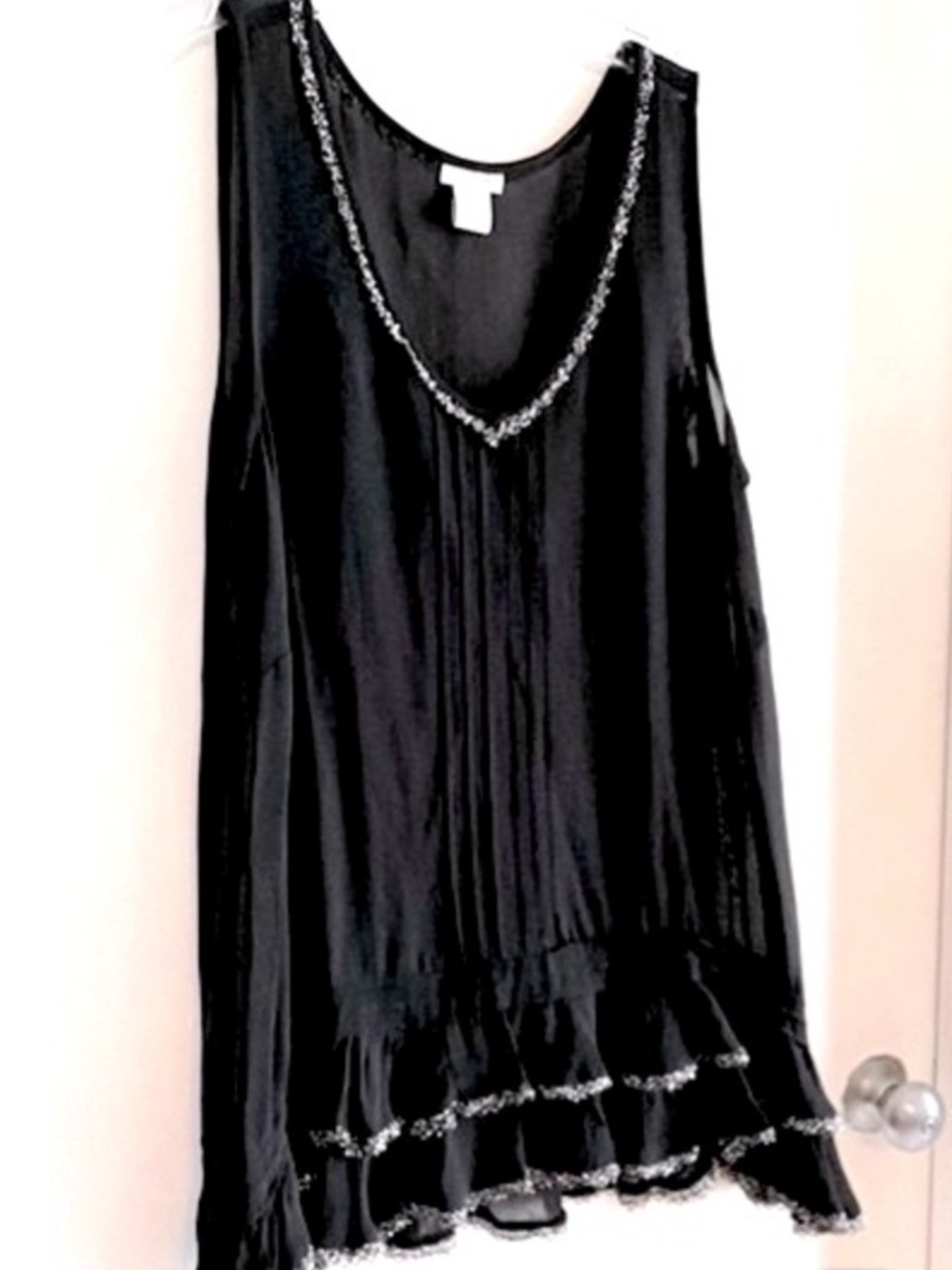 Anthropologie Black Beaded Sleeveless Blouse